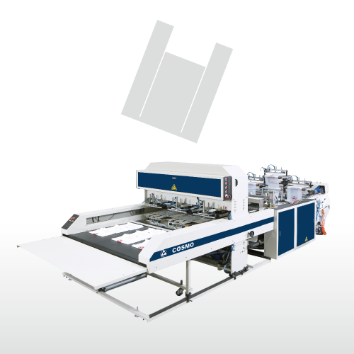 Machine de fabrication de sacs pour t-shirts à grande vitesse entièrement automatique à 3 lignes (système à 3 servomoteurs pour sac imprimé)