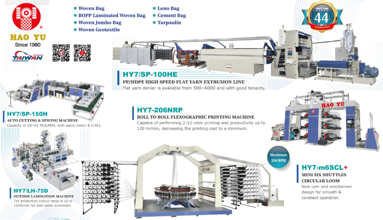 HAO YU, a leading manufacturer of PP, HDPE, and PET woven bag machinery